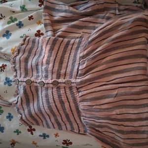 Angie Pink and Navy striped Midi dress